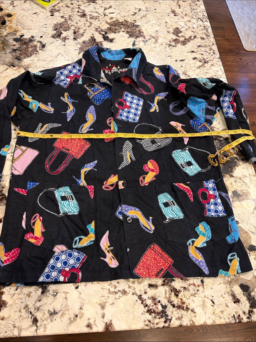 Classic Woman’s PJ Salvage Pajama top with Colorful Purse & Shoe Print